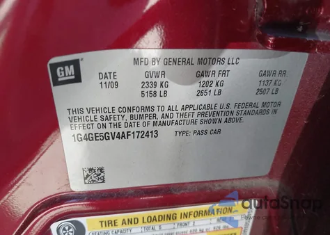 2010 Buick Lacrosse Cxs z USA, uszkodzony, nr VIN 1G4GE5GV4AF172413